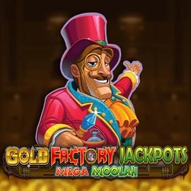 Gold Factory Jackpots Mega Moolah game by Aurum Signature Studios – logo hosted on Gambiva Casino